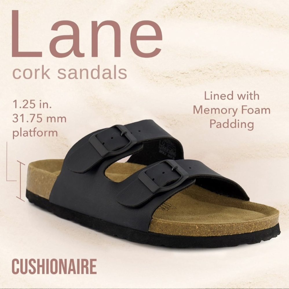 CUSHIONAIRE Lane Cork Sandals Sz 7.5